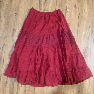 Red boho midi skirt